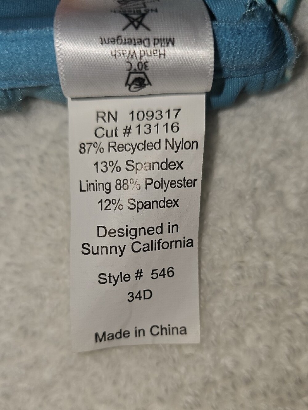 Blue Teal Marble-Print Ruffle Halter Bikini - Picture 6 of 6